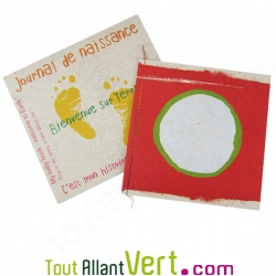 Journal de Naissance, livret recycl� cousu 20cm