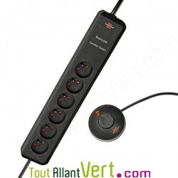 Multiprise 6 prises avec interrupteur d�port� de 150cm Noir
