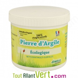 Pierre d\'Argile : nettoyant 100% naturel, pot de 550g + �ponge