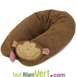 Coussin d\'allaitement marron singe, coton bio et balle d\'peautre bio