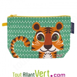 Grande trousse en coton bio Tigre 22 x 13 cm