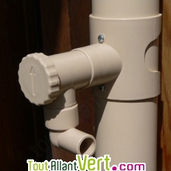 Collecteur d\'eau de pluie beige sans coupe de gouttire ronde 80  100mm