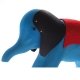 Grand �lephant bleu � tirer en bois, 21 cm