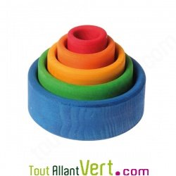 5 Bols gigognes et empilables ronds en bois