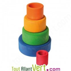 5 Bols gigognes et empilables ronds en bois