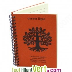 Carnet lign Orange A6  spirale 120 pages recycles, 90g
