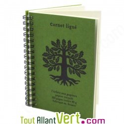 Carnet lign� Olive A6 � spirale 120 pages recycl�es, 90g