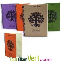 Carnet lign� A5 � spirale 120 pages recycl�es, 90g