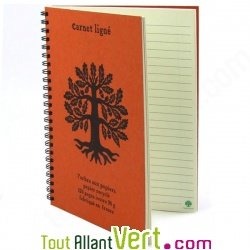 Carnet lign� A5 � spirale 120 pages recycl�es, 90g