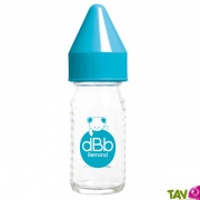 Biberon en verre sans BPA 110 ml, bouchon rose