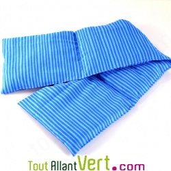 Bouillotte noyaux de cerise et coton bio bleu ray� 70 cm