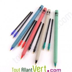 Set de 4 stylos en papier recycl� 4 couleurs + recharges