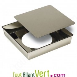 Moule � manqu� fond amovible carr� 22cm, en fer blanc