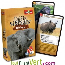 Jeu de cartes Dfis Nature, Les animaux d\'Afrique, 7 ans +