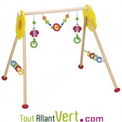Portique d\'activit�s b�b�, coccinelle et hochet en bois r�glable en hauteur