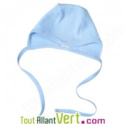 Bonnet b�b� coton bio Bleu 62/68 180g/m2