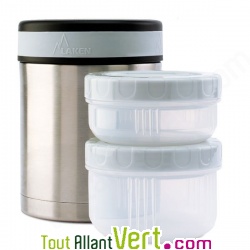 Lunch-box isotherme inox 1 litre, 2 compartiments + housse