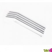 4 Pailles inox 24cm rutilisables + goupillon