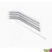 4 Pailles inox 17,5cm rutilisables + goupillon