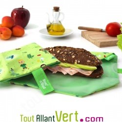 Sac sandwich enfant reutilisable et lavable, vert