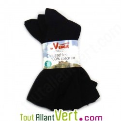 Chaussettes Noires en Coton Bio, lot de 3 paires