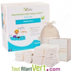 Kit lingettes essuie-tout lavables Bambou et filet pour machine � laver