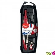 Compas Rouge en acier avec mine et bague pour l'�cole