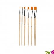 Pinceau plat bois non trait  et poil nylon orange