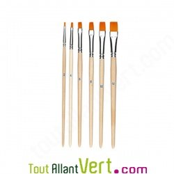 Pinceau plat bois non trait�  et poil nylon orange
