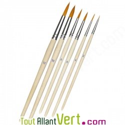 Pinceau rond n�2 bois non trait�  et poil nylon orange