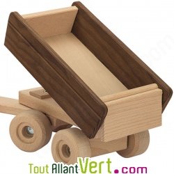 Tracteur et sa remorque en bois naturel, 53cm, 3 ans+