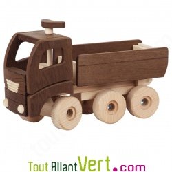Camion Benne en bois naturel, 38cm, 3 ans+