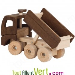 Camion Benne en bois naturel, 38cm, 3 ans+