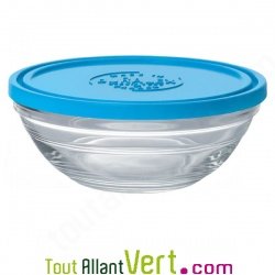 Saladier de conservation en verre rond avec couvercle sans Bisph�nol A