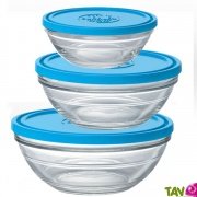 Saladier de conservation en verre rond avec couvercle sans Bisphnol A