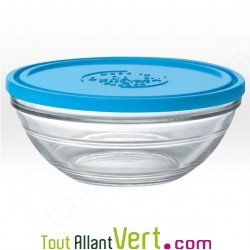 Saladier de conservation en verre rond avec couvercle sans Bisph�nol A