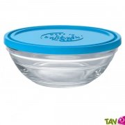 Saladier de conservation 17cm en verre rond avec couvercle sans Bisphnol A