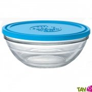 Saladier de conservation 23cm en verre rond avec couvercle sans Bisphnol A