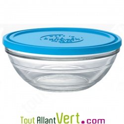Saladier de conservation 23cm en verre rond avec couvercle sans Bisph�nol A