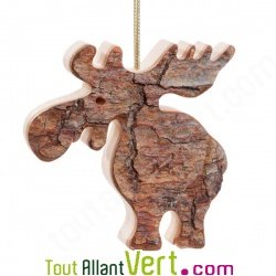 Suspension de No�l en bois Renne d�coup� dans un tronc d\'arbre