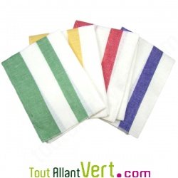 4 Torchons en lin 50 x 70 lign� blanc et couleur