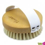 Brosse de massage ronde en bois, soies naturelles, 10 cm