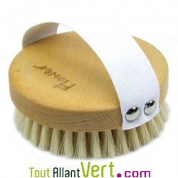 Brosse de massage ronde en bois, soies naturelles, 10 cm