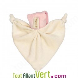Doudou b�b� en coton bio Rose Pastel, 17cm