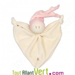 Doudou b�b� en coton bio Rose Pastel, 17cm
