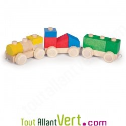 Petit Train et cubes en bois � empiler et � encastrer, 13 pi�ces