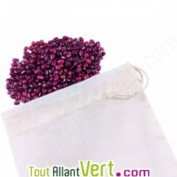 5 Sacs en coton bio pour transporter et conserver c�r�ales et l�gumineuses, 28cm