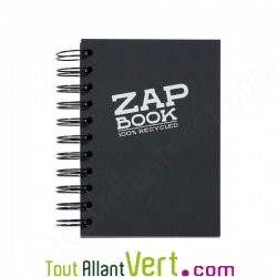 Bloc spirale uni recycl� A6 80g 320 pages Noir ZapBook