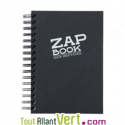 Bloc spirale uni recycl� Noir A5, 320 pages ZapBook