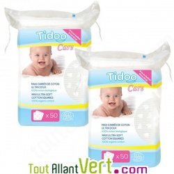 2 Lots Maxi carr� de coton bio pour b�b� x50